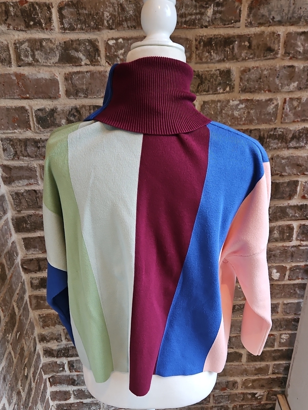 VVB Victoria Beckham Colorblock Turtleneck Sweater - Multi Three Quarter Sleeve - Picture 5 of 8